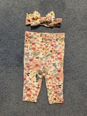 Little Sleepies Mauve Meadows Leggings And Bow